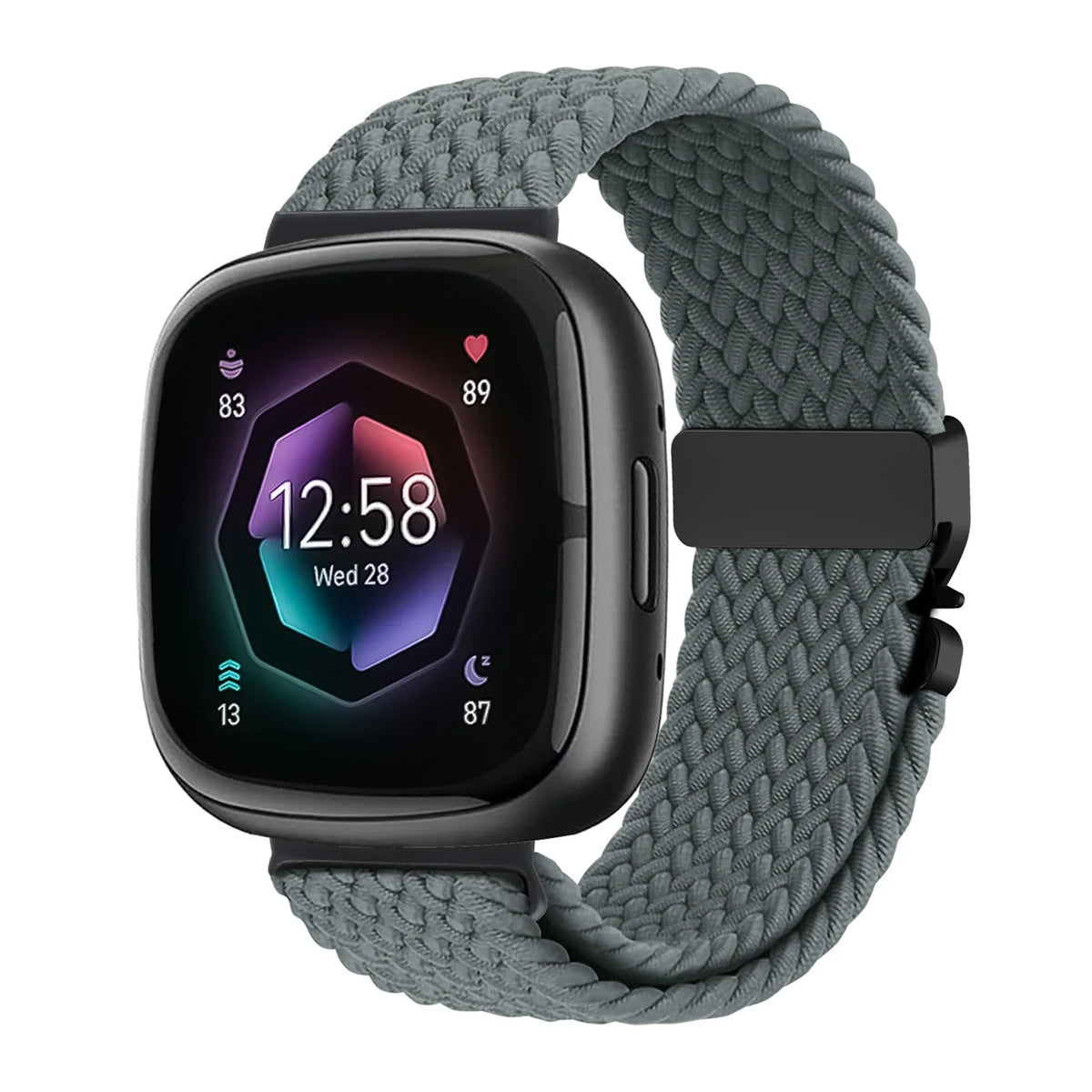 Fitbit Versa 4, Versa 3, Sense 2 & Sense Braided Band, Parachute Clip