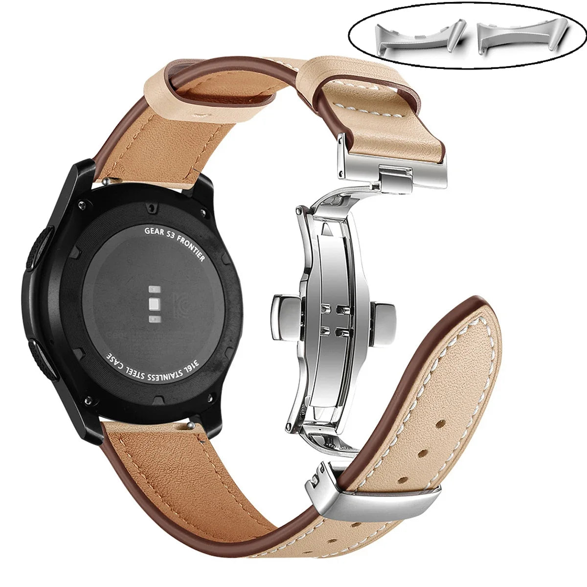 Google Pixel Watch 5, 4 & 3 45mm Leather Band, Butterfly Clasp