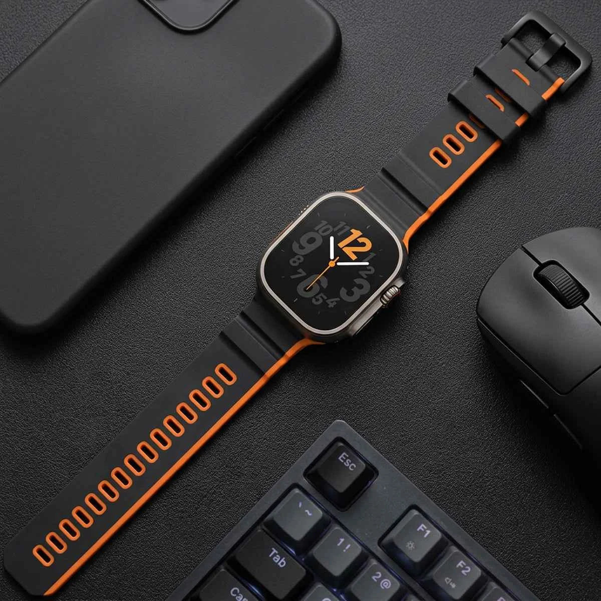 Apple Watch Two Tone Sport Strap | Ultra 3/2/1 49mm / Series 11-10 46mm / Series 9-8-7 45mm / Series 6-SE-5-4 44mm Silicone Band