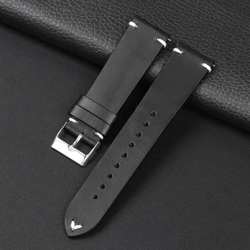 Amazfit Balance, GTR, GTS & Bip Waxed Leather Band, Accent Stitches