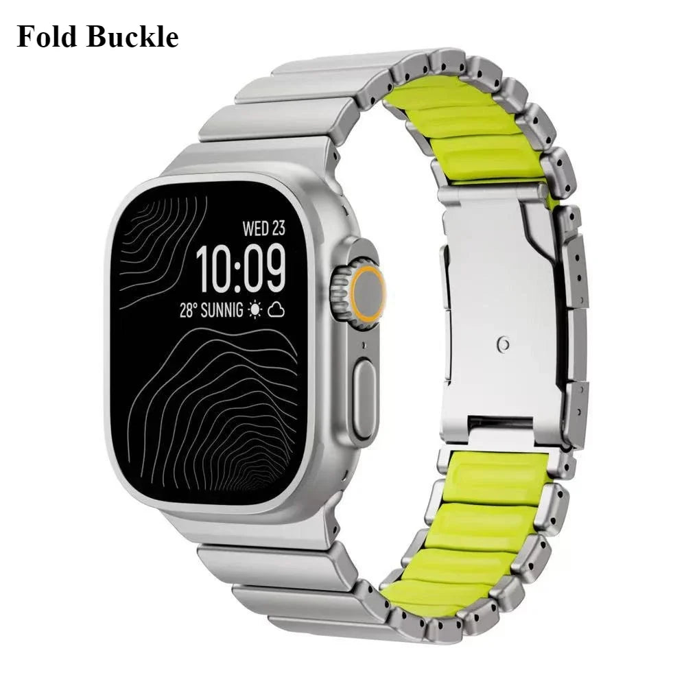 Titanium & Rubber Band for Apple Watch Series 1–12, SE & Ultra 1–4