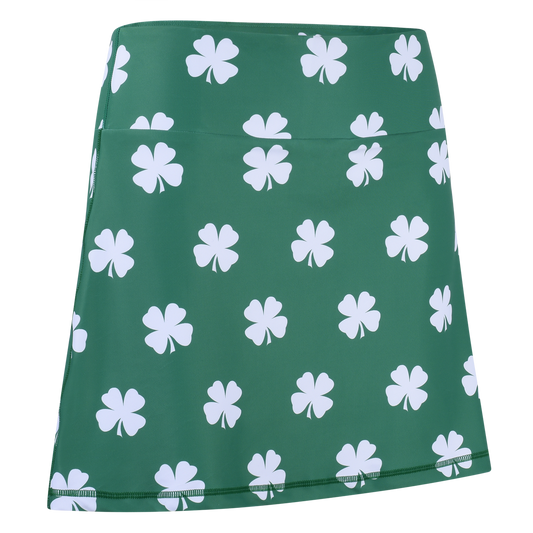 Four-Leaf Clover (White) Ladies Active SKORT by ReadyGOLF