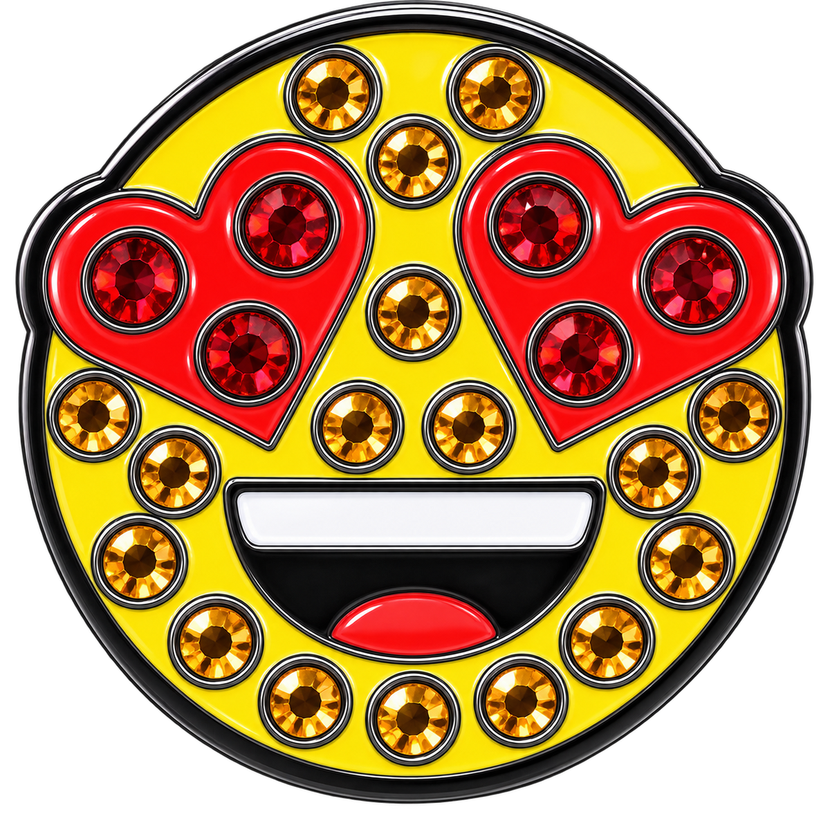 Emoji Smiling Face With Heart-Eyes Ball Marker & Hat Clip with Crystals by ReadyGOLF