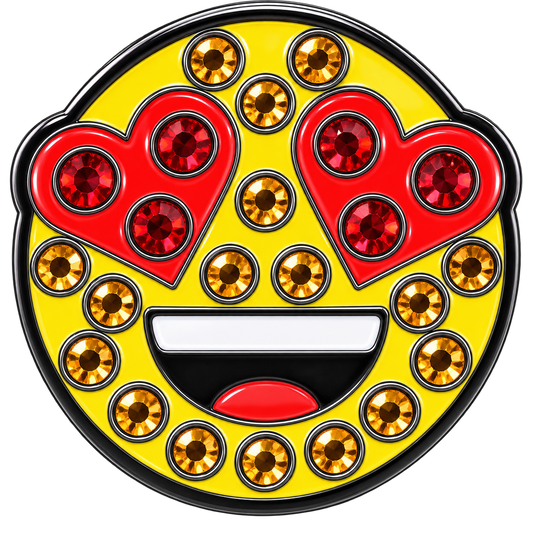 Emoji Smiling Face With Heart-Eyes Ball Marker & Hat Clip with Crystals by ReadyGOLF