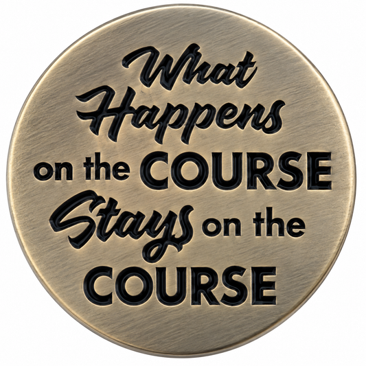 What Happens on the Course, Stays on the Course Ball Marker & Hat Clip