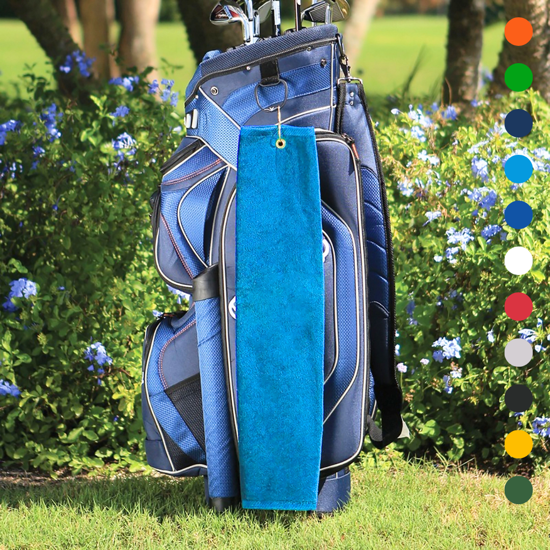 Tri-Fold Platinum Velour Golf Towel: Grommet & Hook - Pack of 3