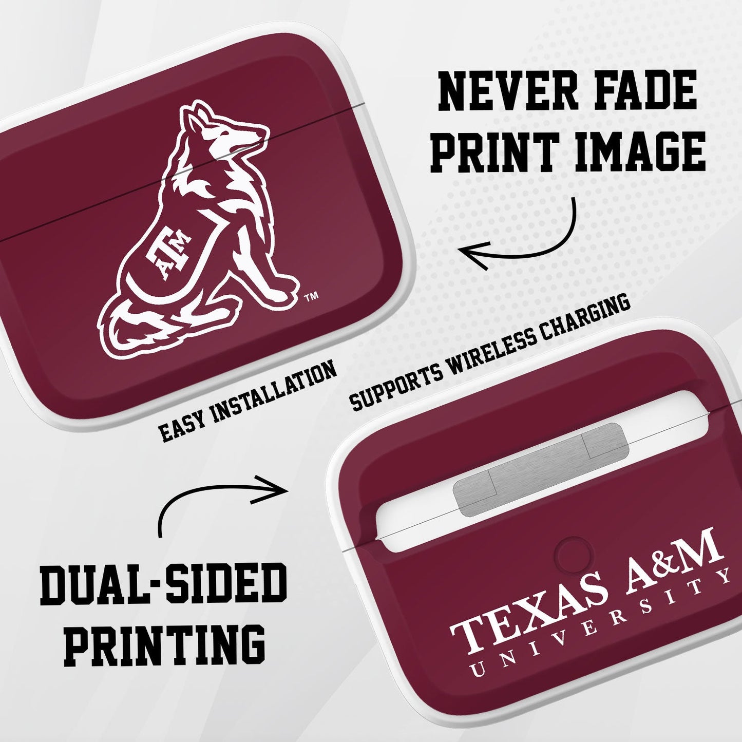 Texas A&M Aggies HDX Apple Airpods Pro 1 & 2 Case Cover