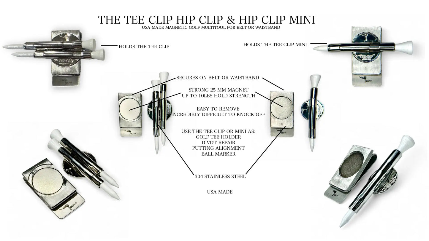 The Tee Clip® Hip Clip MINI™: USA Made | Magnetic Golf Tee Holder for Belt Or Waist | Holds The Tee Clip® MINI™ | Single Barrel for 1 Tees, Ball Marker, Putting Alignment Tool, Divot Fixer