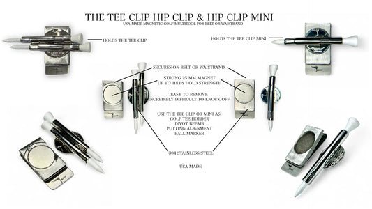 The Tee Clip® Hip Clip MINI™: USA Made | Magnetic Golf Tee Holder for Belt Or Waist | Holds The Tee Clip® MINI™ | Single Barrel for 1 Tees, Ball Marker, Putting Alignment Tool, Divot Fixer