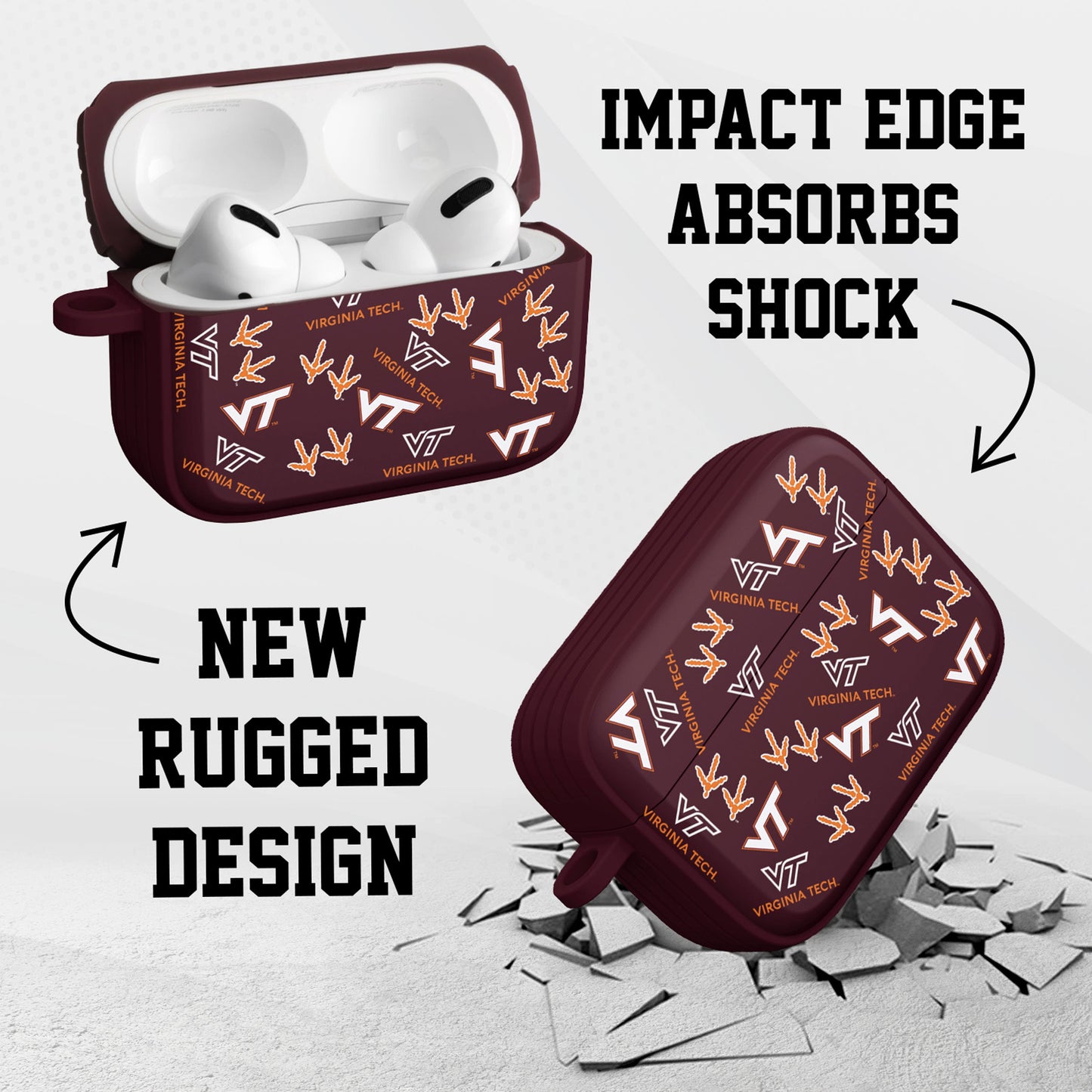 Virginia Tech Hokies HDX AirPods Pro 1 & 2 Case Cover