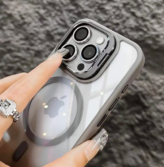 Clear Acrylic Magnetic iPhone Case with Lens Holder for iPhone 12-17 Series