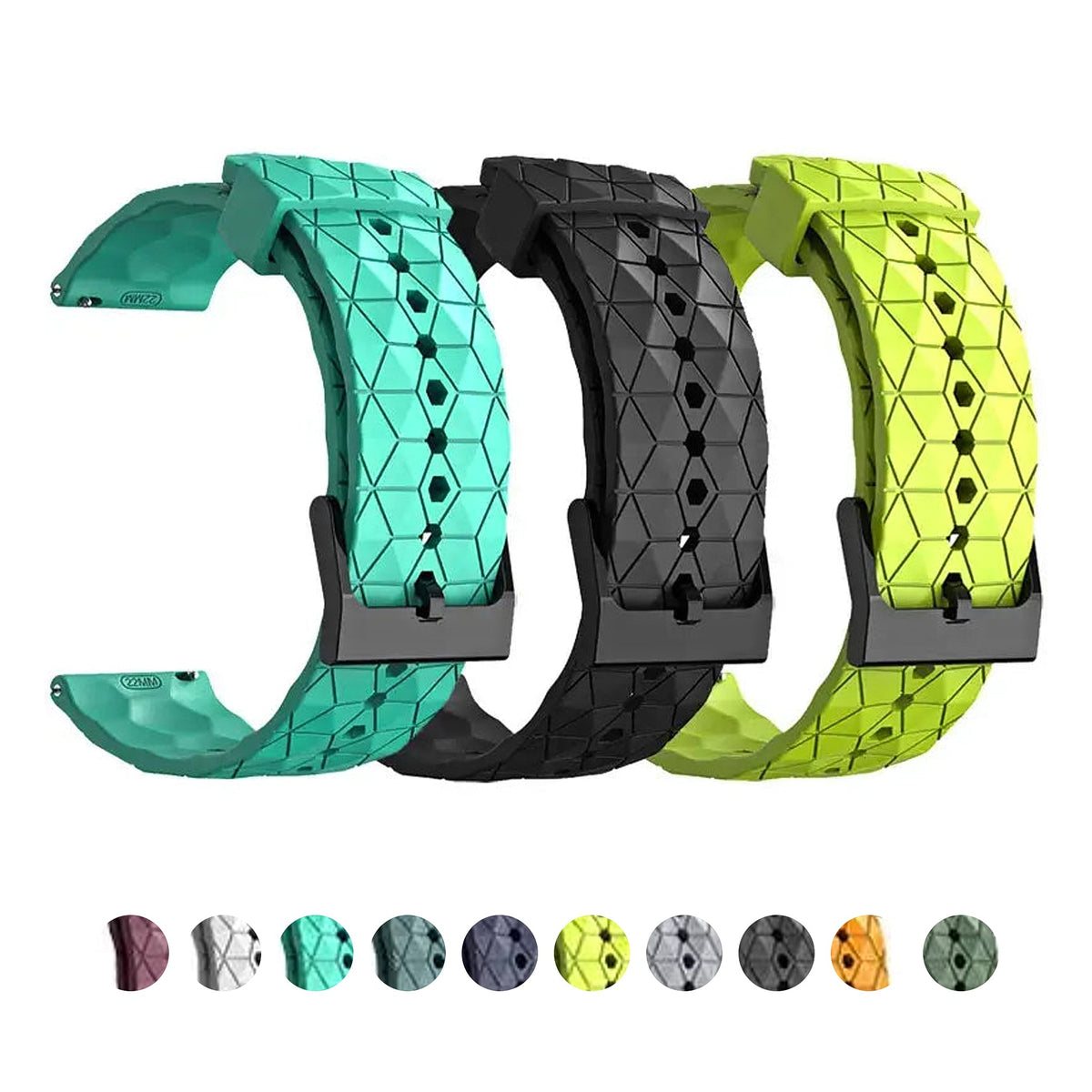 Amazfit Balance, GTR, GTS & Bip Geometric Silicone Band, Black Buckle
