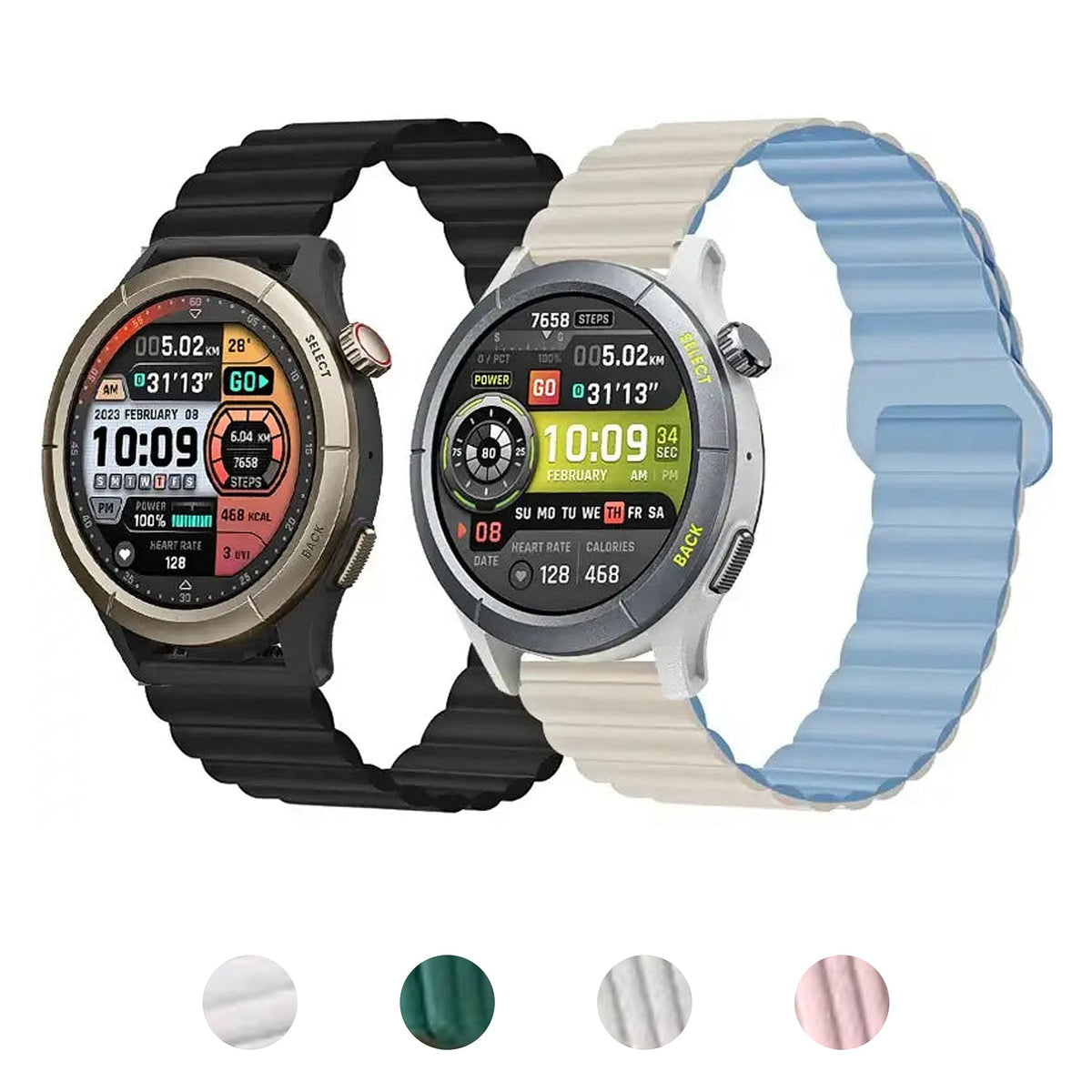 Amazfit Balance, GTR, GTS & Bip Ribbed Magnetic Silicone Loop Band