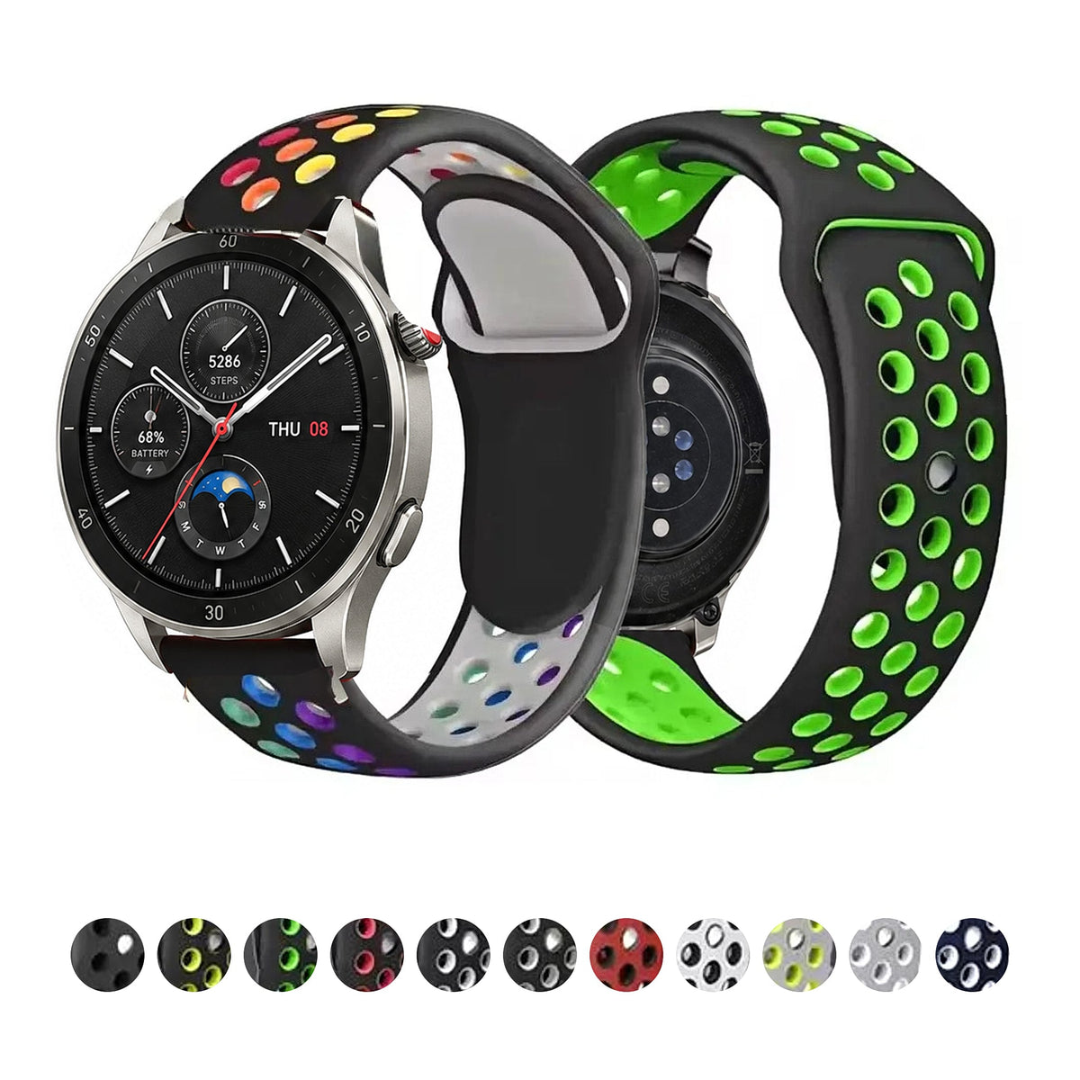 Amazfit Balance, GTR, GTS & Bip Two-Tone Perforated Silicone Band