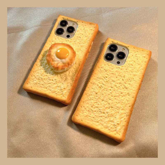 Cute Toast Bread iPhone Case – Funny Cartoon Silicone Cover | iPhone 16/15/14/13/12/11