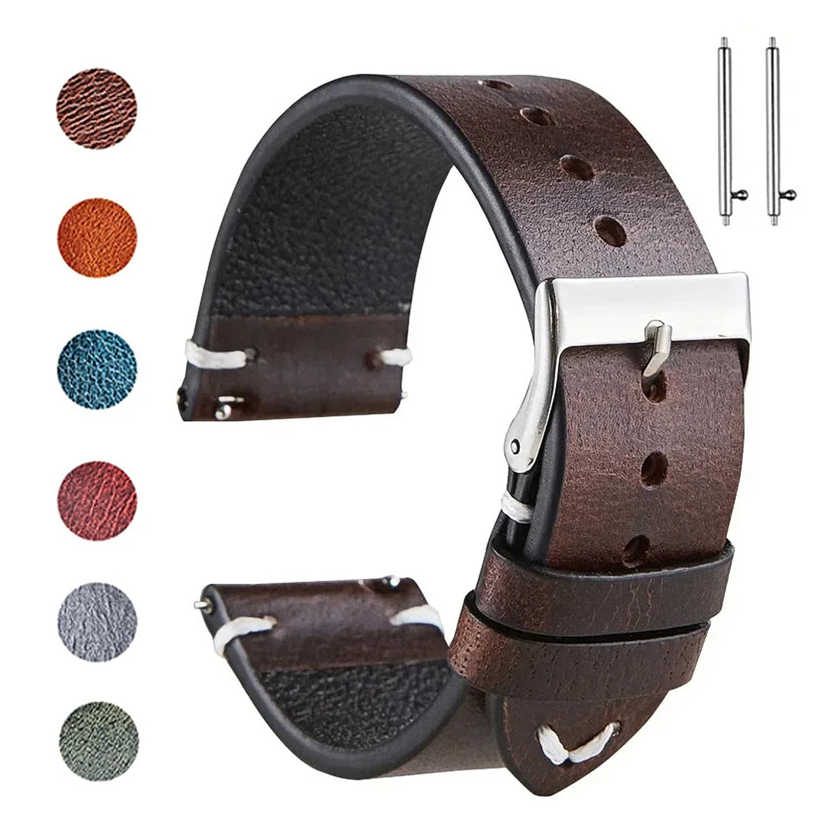 Motorola Moto Watch Oil-Waxed Leather Band, Quick Release