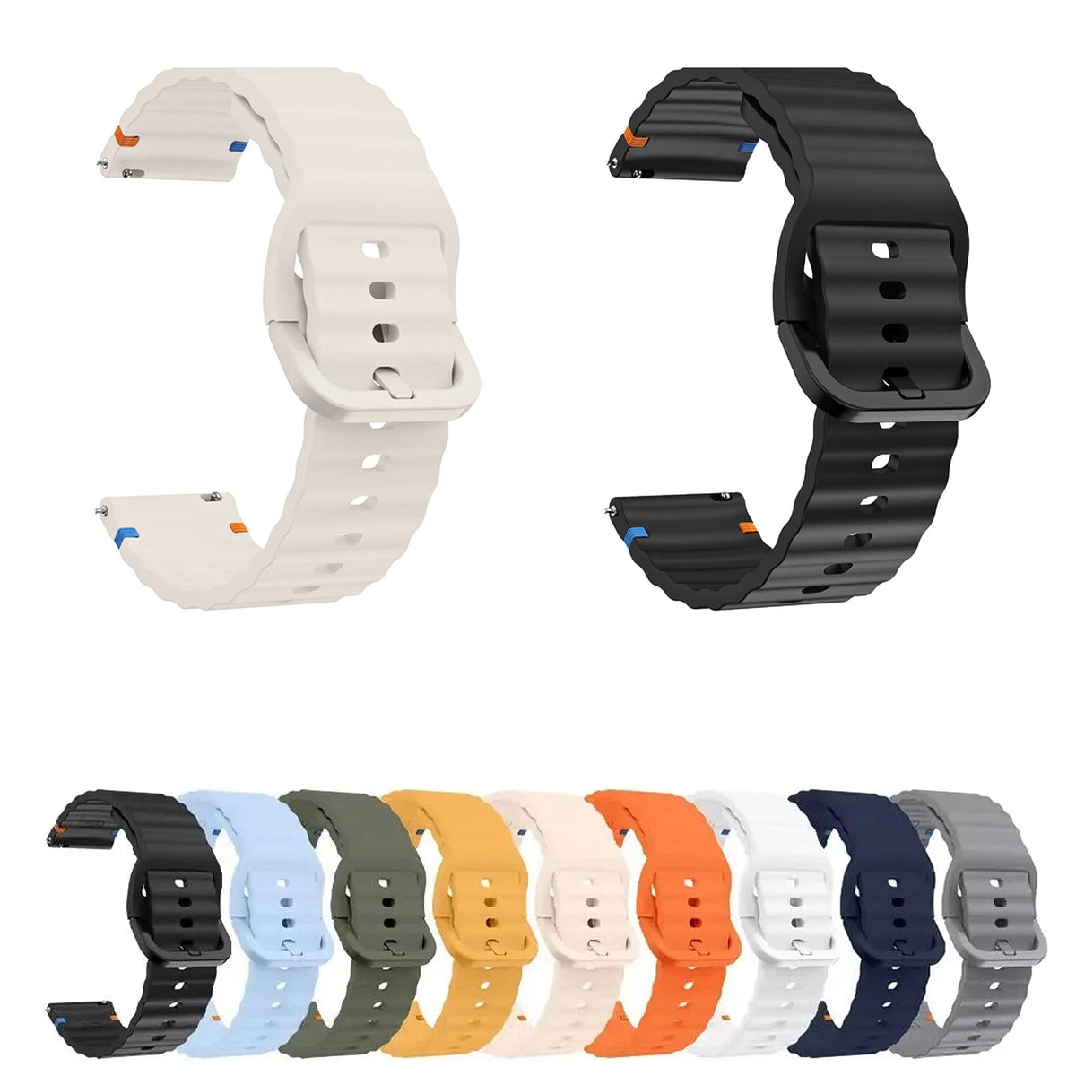 Motorola Moto Watch Ribbed Silicone Band with Matching Buckle