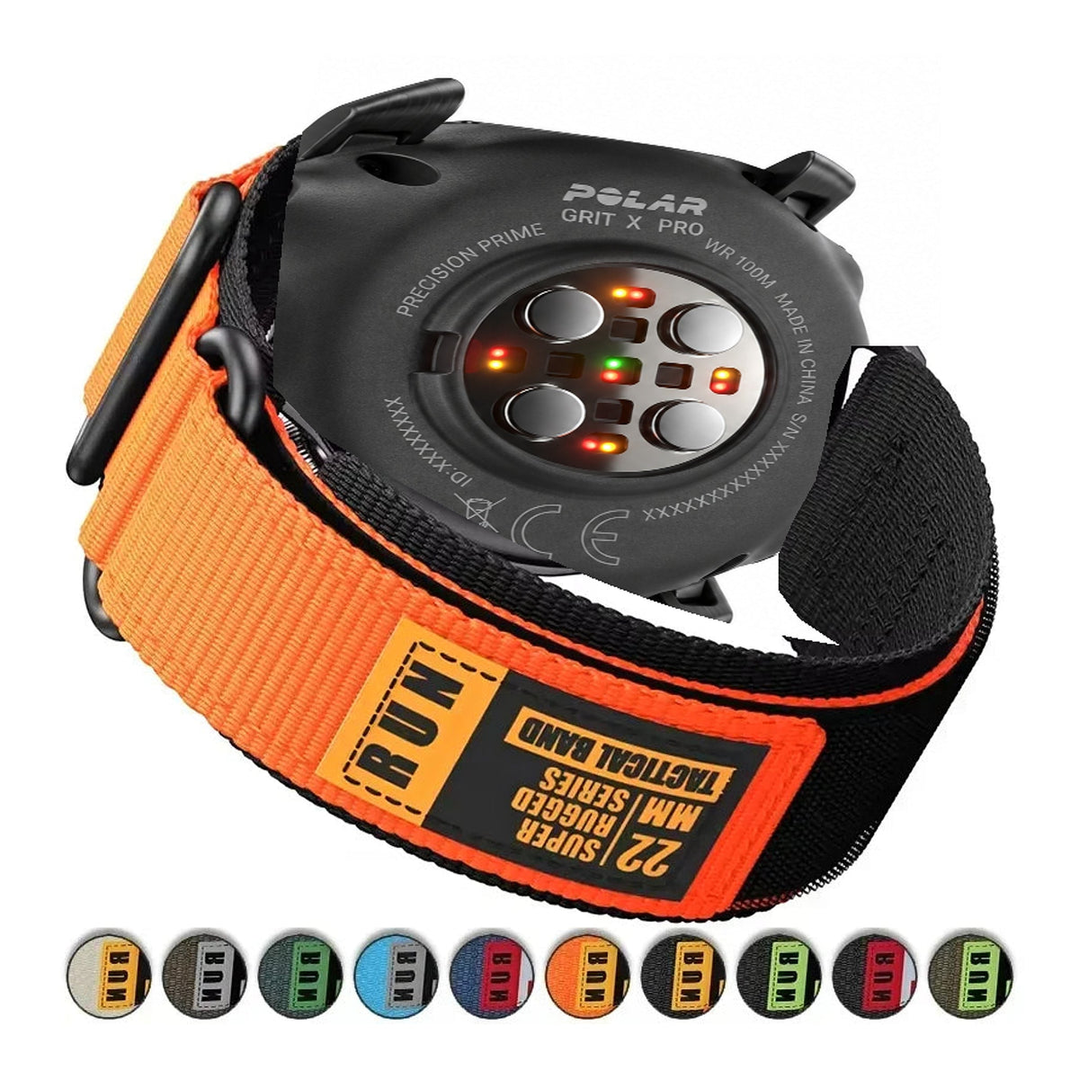Polar Vantage, Grit X & Ignite Nylon Sport Loop Band with Rubber Tag