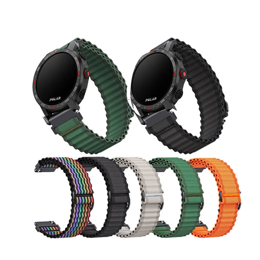 Polar Vantage, Grit X & Ignite Ribbed Nylon Loop Band, Wavy Edges