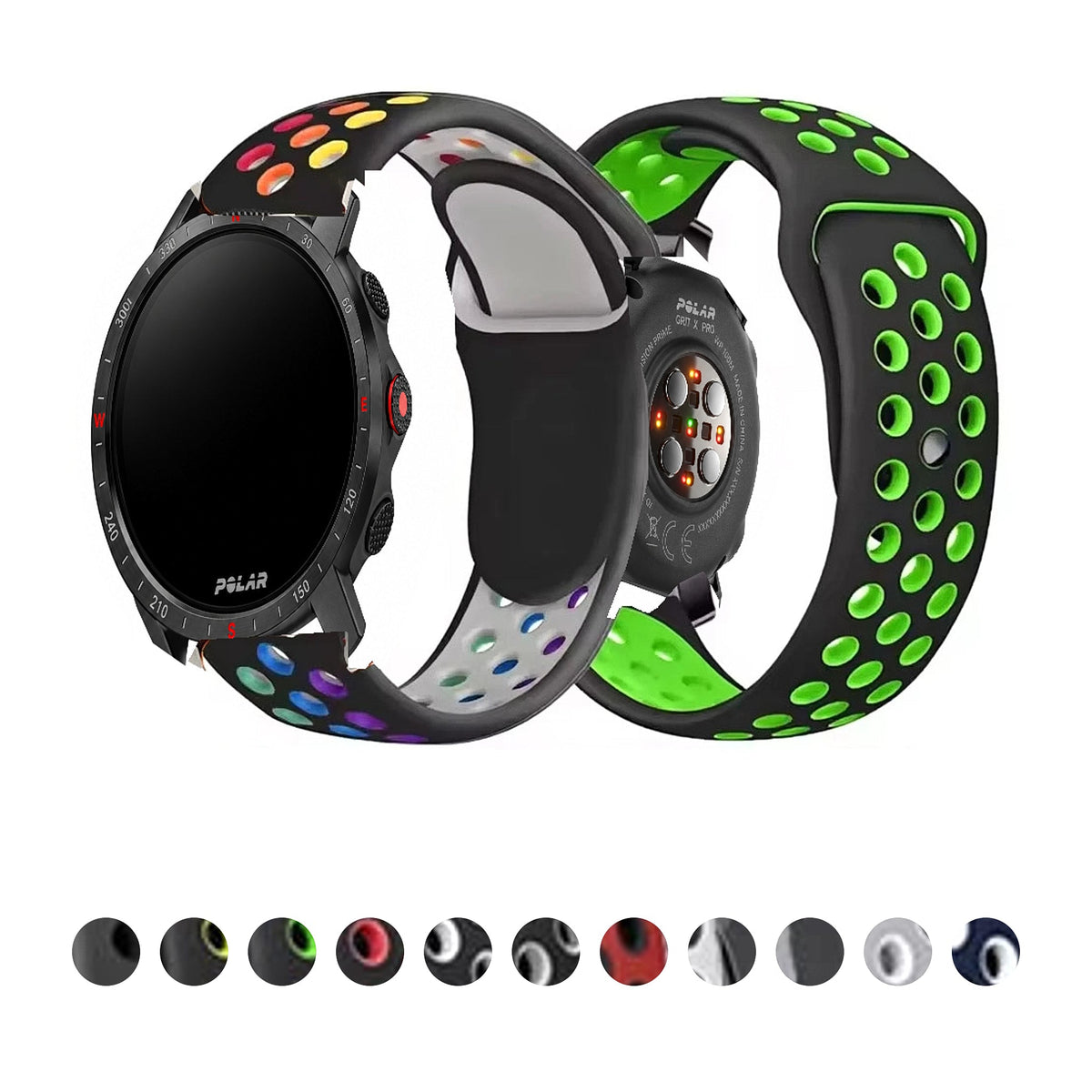 Polar Vantage, Grit X & Ignite Two-Tone Perforated Silicone Band