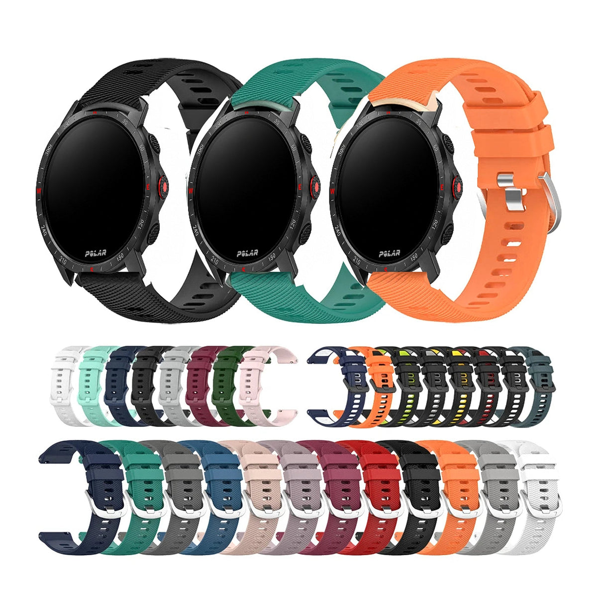 Polar Vantage, Grit X & Ignite Twill-Texture Silicone Band, 32 Colors