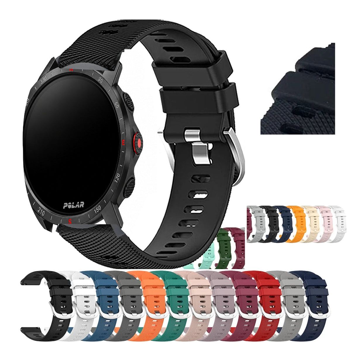 Polar Vantage, Grit X & Ignite Ridged Silicone Sport Band, 32 Colors