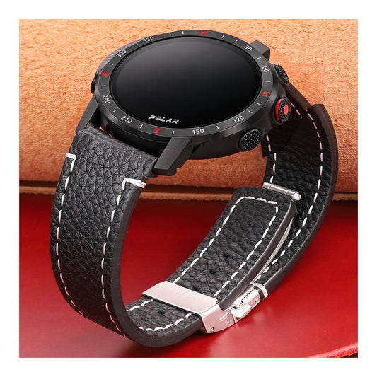 Polar Vantage, Grit X & Ignite Pebbled Leather Band, Folding Clasp