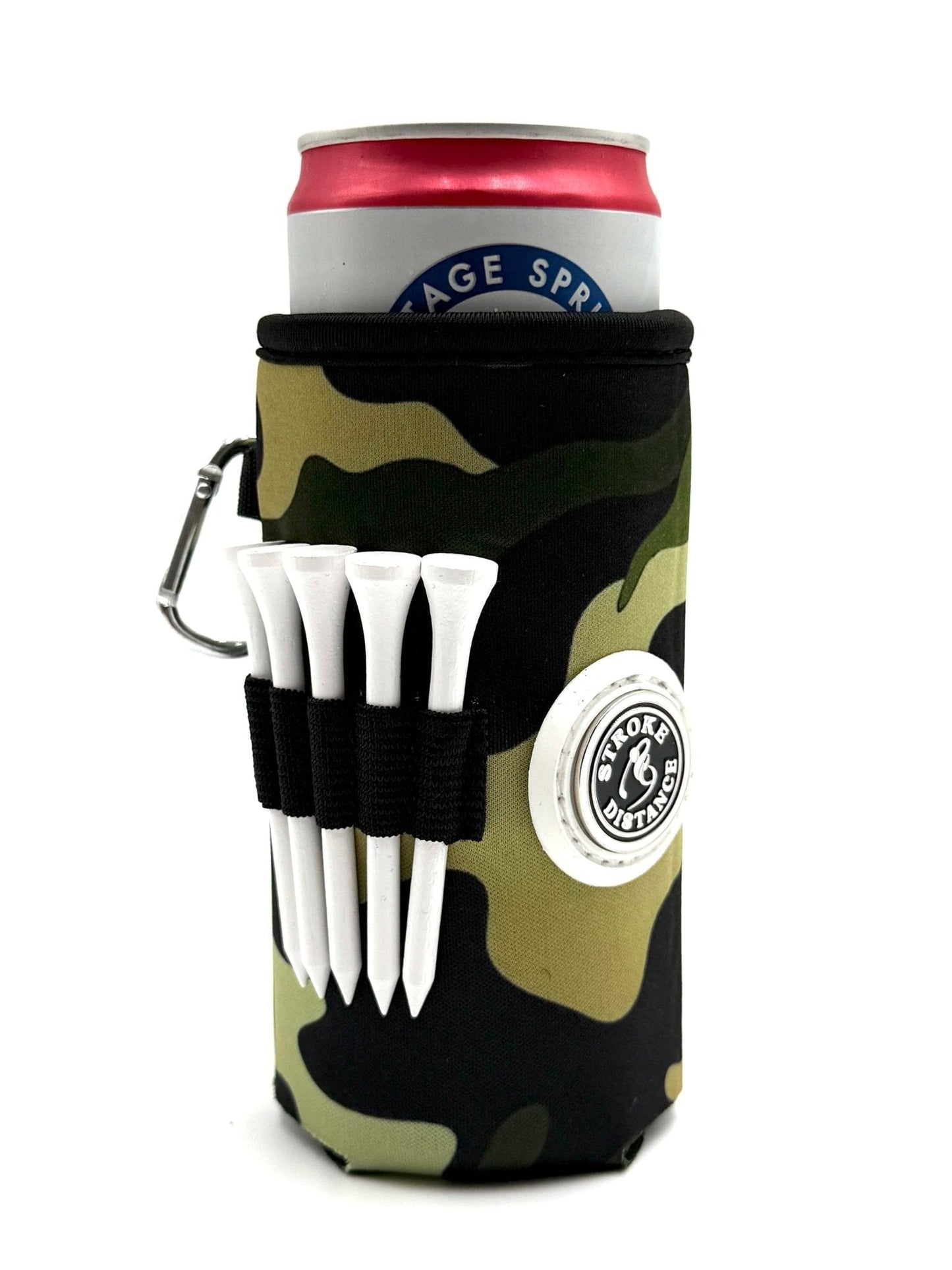 Beverage Caddie 3-in-1 Golf Insulator, Removeable Ball Marker, Bag Clip & Tees Combo