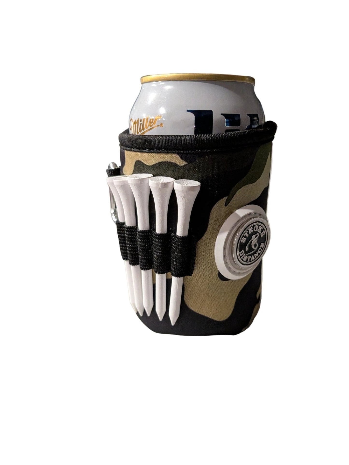 Beverage Caddie 3-in-1 Golf Insulator, Removeable Ball Marker, Bag Clip & Tees Combo