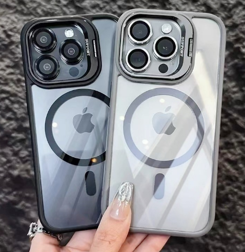 Clear Acrylic Magnetic iPhone Case with Lens Holder for iPhone 12-17 Series
