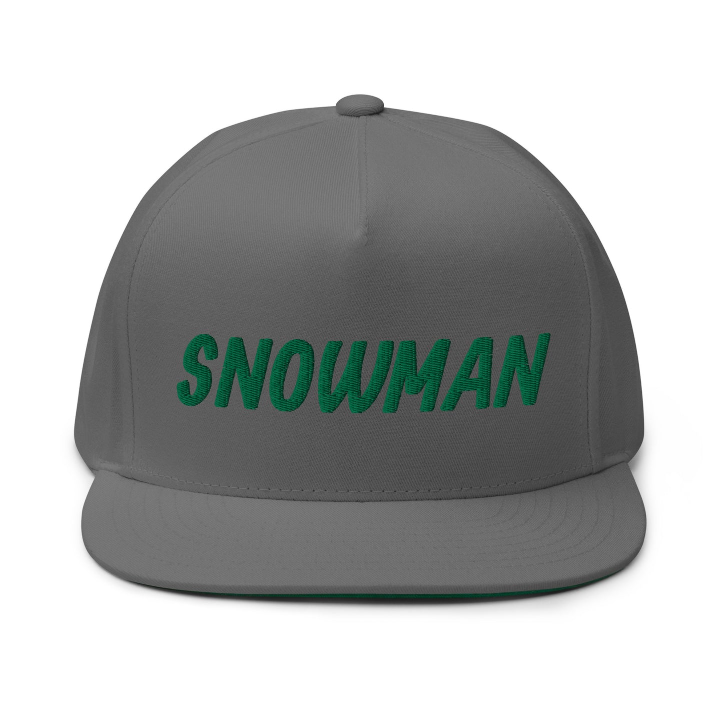 Snowman Flat Bill Cap - Green Logo