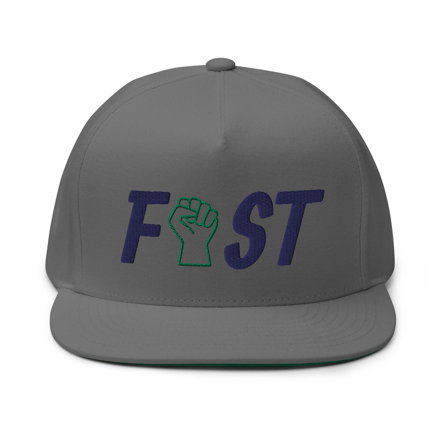 Fist Flat Bill Cap - Navy Logo