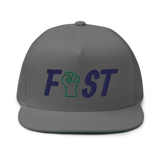 Fist Flat Bill Cap - Navy Logo