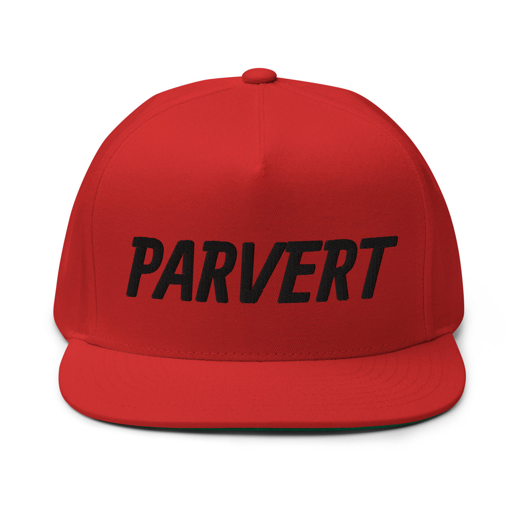 Parvert Flat Bill Cap - Black Logo