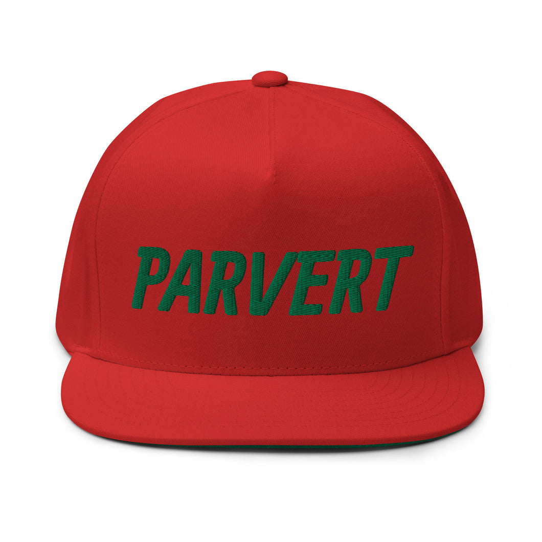 Parvert Flat Bill Cap - Green Logo