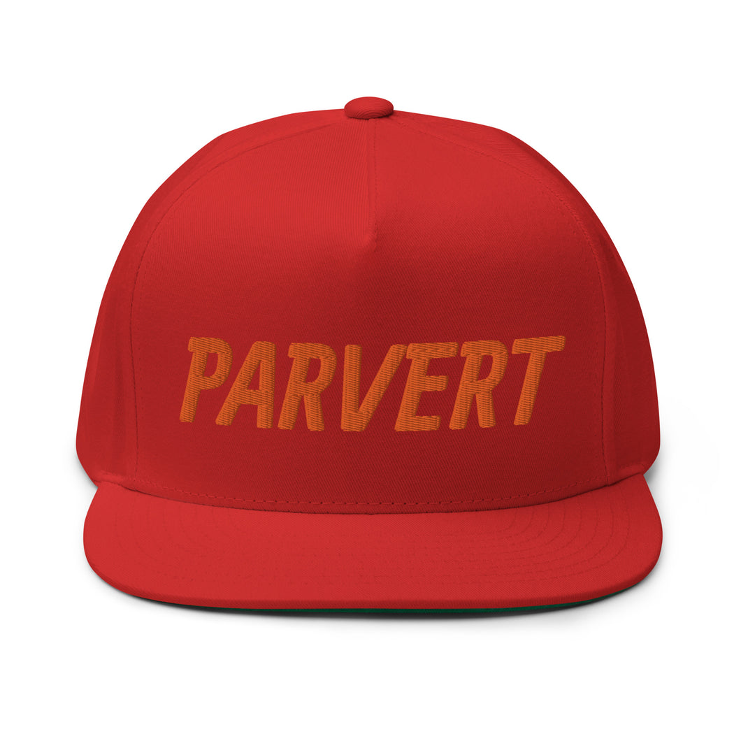 Parvert Flat Bill Cap - Orange Logo