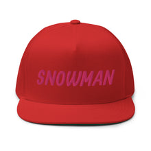 Load image into Gallery viewer, Snowman Flat Bill Cap - Pink Logo
