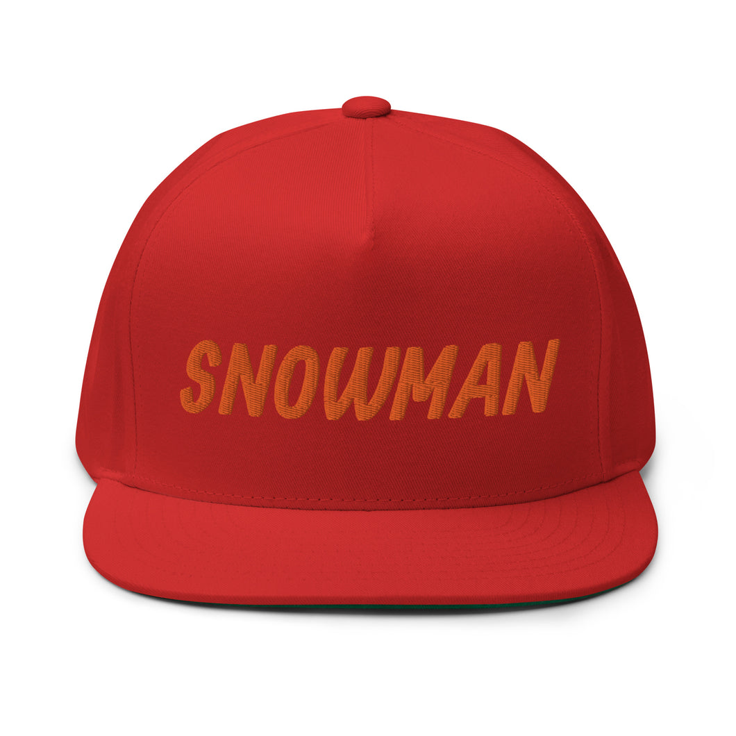 Snowman Flat Bill Cap - Orange Logo