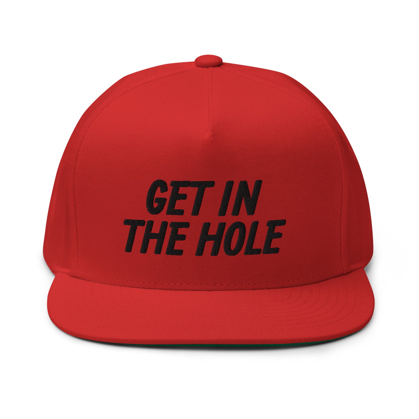 Get in the Hole Flat Bill Cap - Black Logo