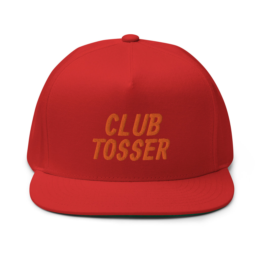 Club Tosser Flat Bill Cap - Orange Logo