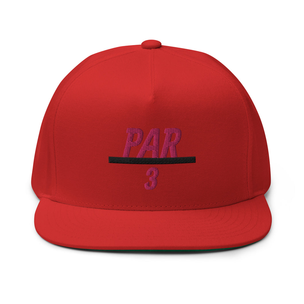 3 Under Par Flat Bill Cap - Pink Logo