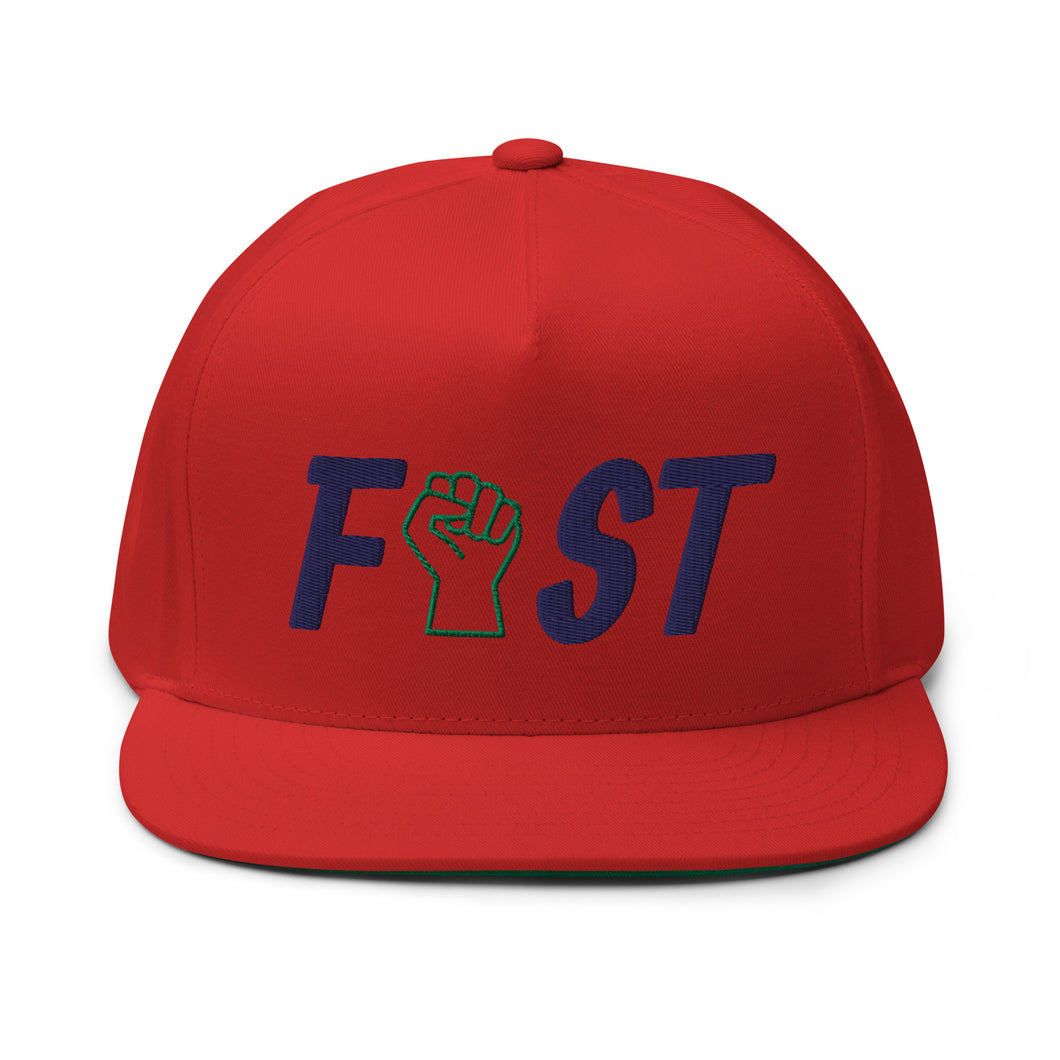 Fist Flat Bill Cap - Navy Logo