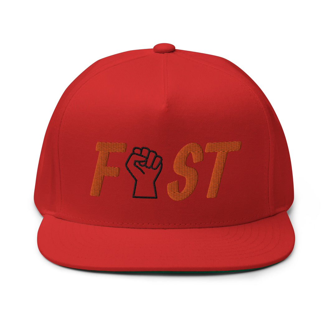 Fist Flat Bill Cap - Orange Logo