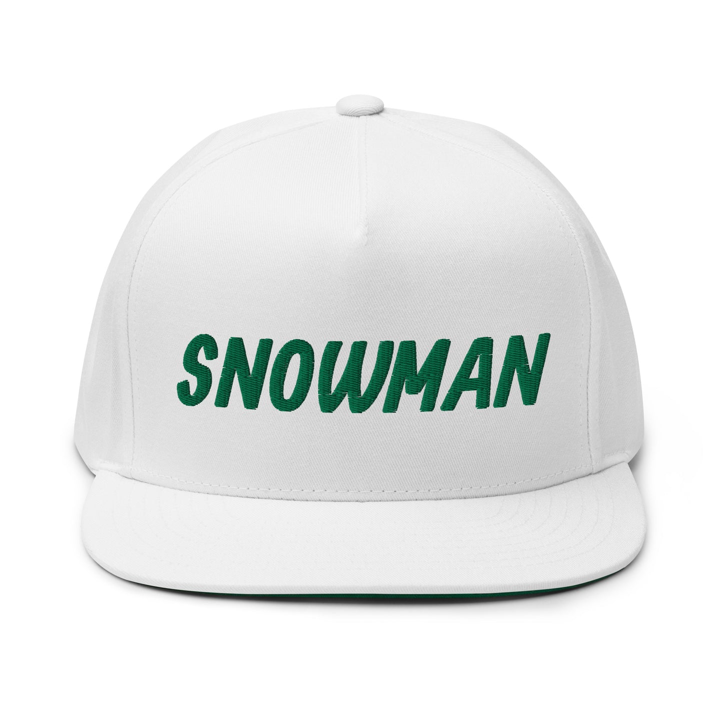 Snowman Flat Bill Cap - Green Logo