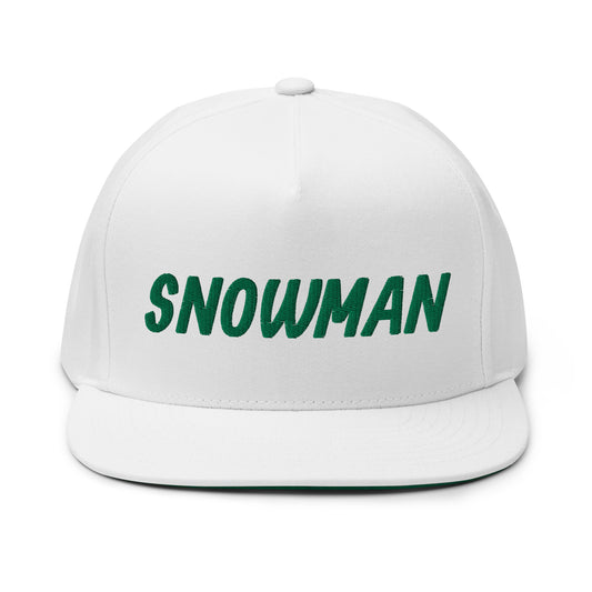 Snowman Flat Bill Cap - Green Logo