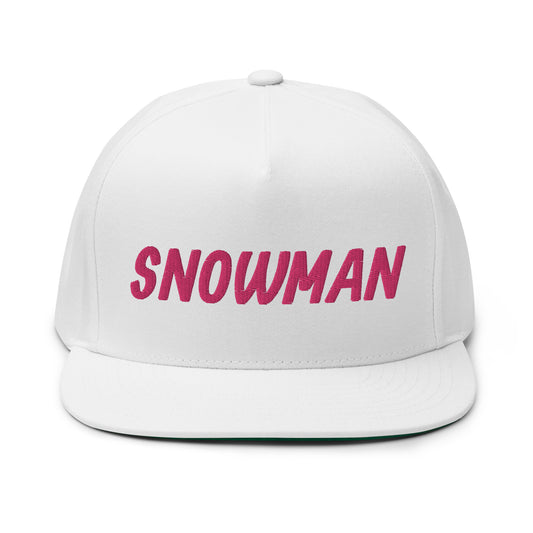 Snowman Flat Bill Cap - Pink Logo
