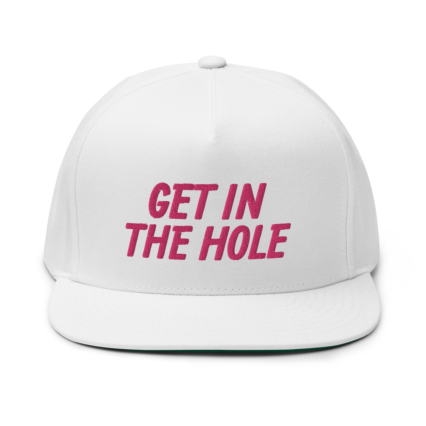 Get in the Hole Flat Bill Cap - Pink Logo