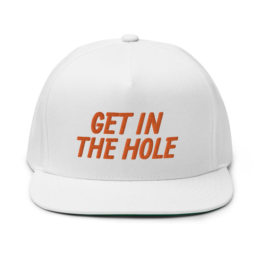 Get in the Hole Flat Bill Cap - Orange Logo
