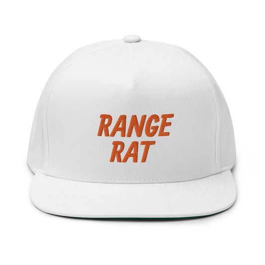 Range Rat Flat Bill Cap - Orange Logo