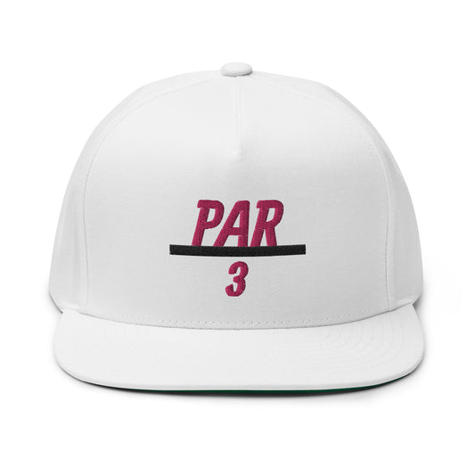 3 Under Par Flat Bill Cap - Pink Logo